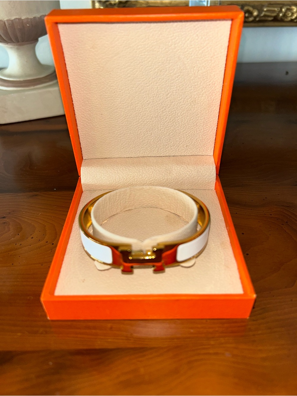 New White H Bangle Bracelet